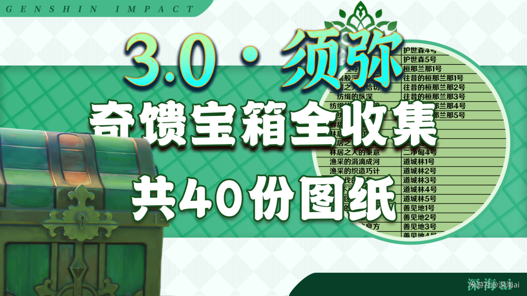 原神3.0须弥奇馈宝箱全收集 （原神资源获取图纸对照表）